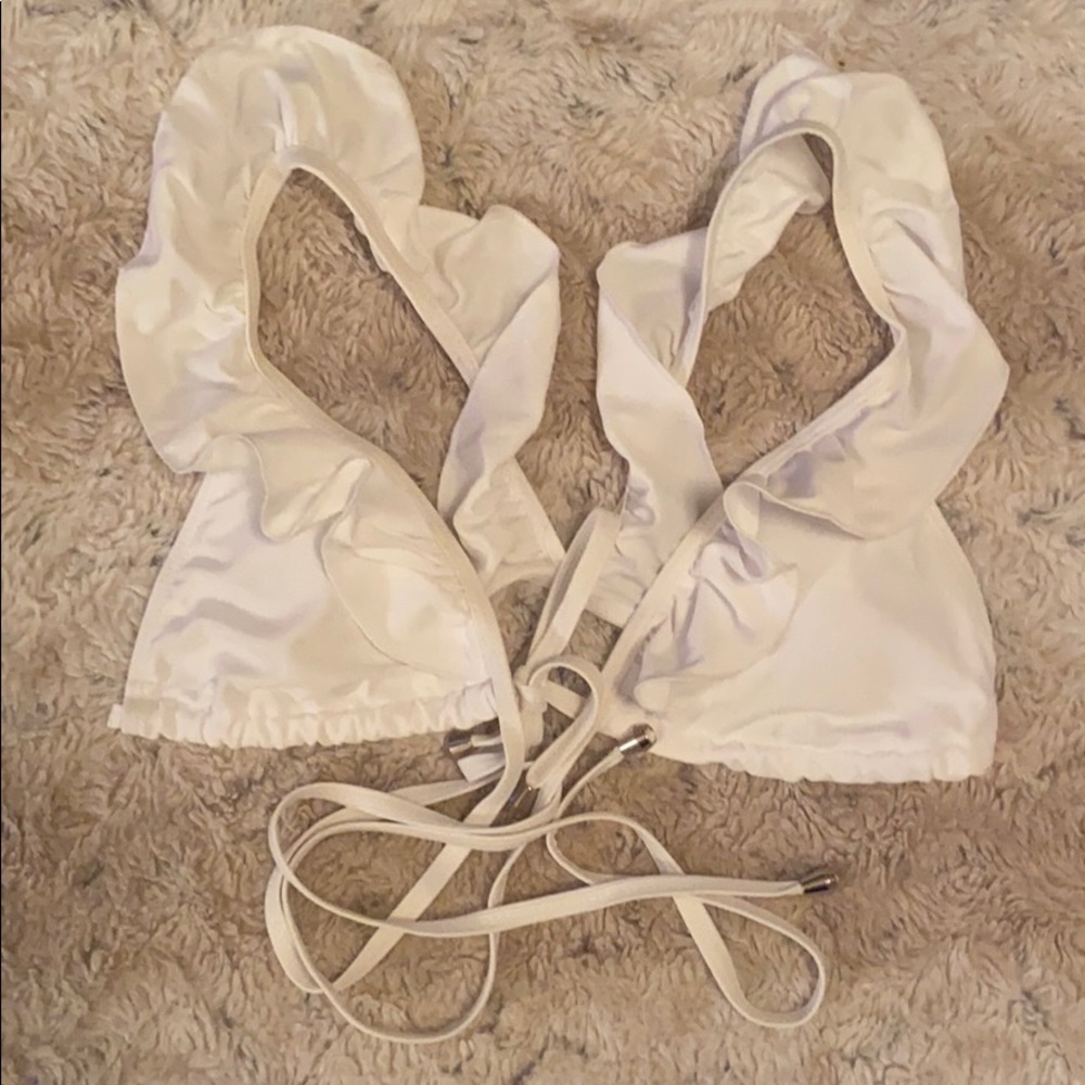 White Ruffle Strap Top Bikini - Picture 2 of 5
